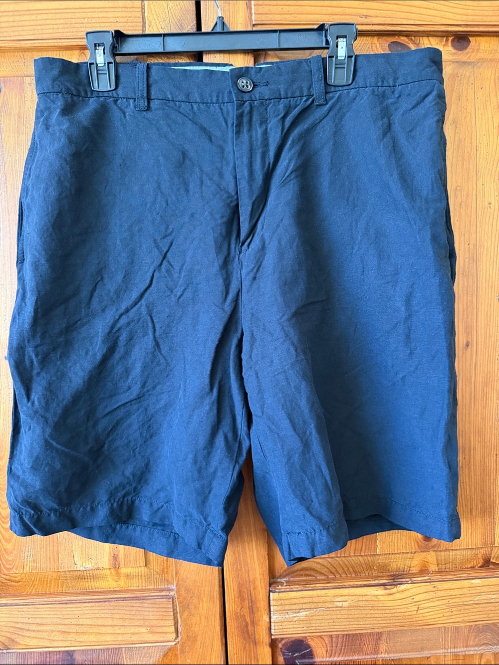 Trevero 55%Silk 45% Linen Men’s Black Casual Shorts Size 36 9” Inseam